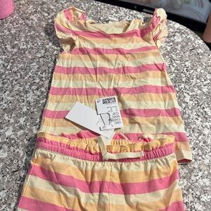 H&M Pink/orange and Cream striped 2 piece set